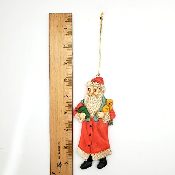 Vtg European Santa Holding Dog Christmas Hanging Ornament 9" Holiday - Picture 7 of 7